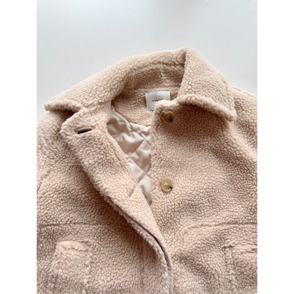 VINCE Beige Polyester Teddy Button Front Boxy Sherpa Jacket, Size XS - Picture 12 of 16